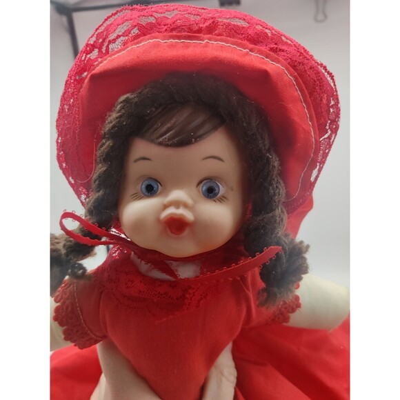 Vintage 3 in 1 Cloth Doll Red Riding Hood Grandma Wolf Topsy Turvy Story Telling - Picture 15 of 16